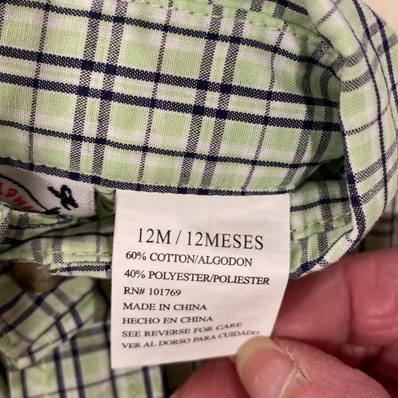 NWOT Boys Infant Green Plaid Button down shirt sleeve  Shirt - Picture 6 of 6